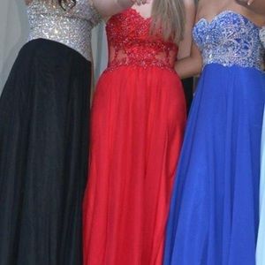 Red Floor Length Dress - Size 6. Worn twice